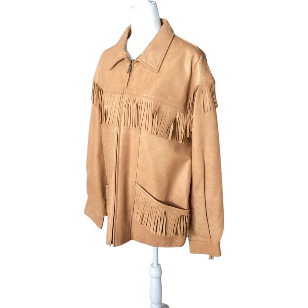 Cinch Men’s Vintage Tan Leather Fringe Jacket Size Large - Picture 2 of 9